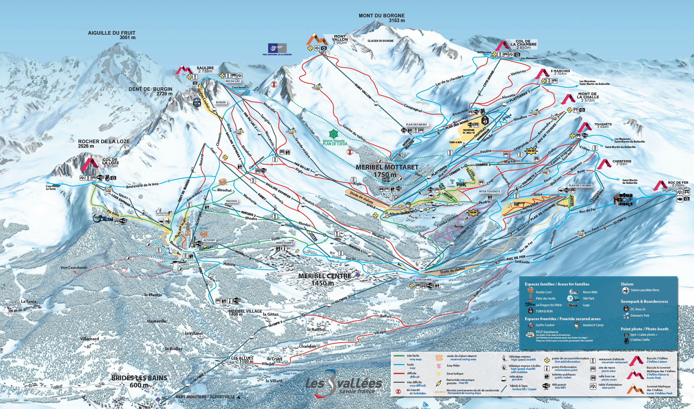 La Tania Piste Map Winter 2022. Courchevel Piste Map. 3 Valleys Piste ...